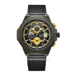 Alexandre Christie AC 6597 MC Black Yellow Leather Strap
