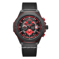 Alexandre Christie AC 6597 MC Black Red Leather Strap