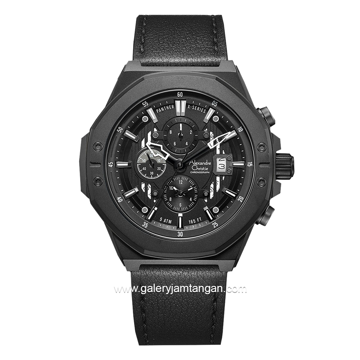 Alexandre Christie AC 6597 MC Black Leather Strap