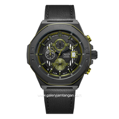 Alexandre Christie AC 6597 MC Black Green Leather Strap