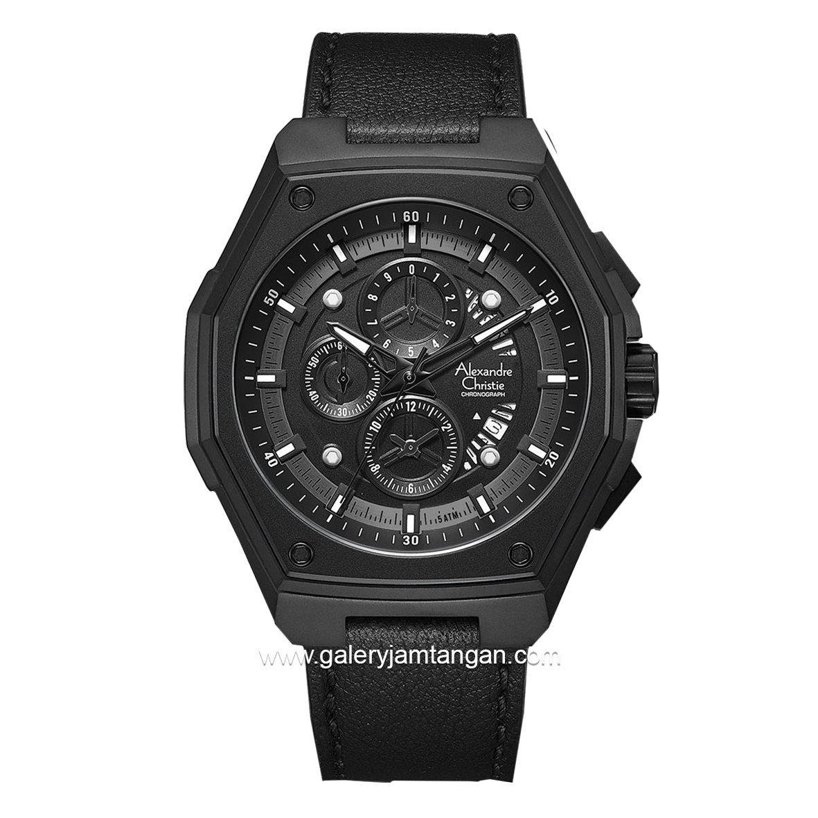 Alexandre Christie AC 6599 MC Black Leather Strap