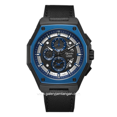 Alexandre Christie AC 6599 MC Black Blue Leather Strap