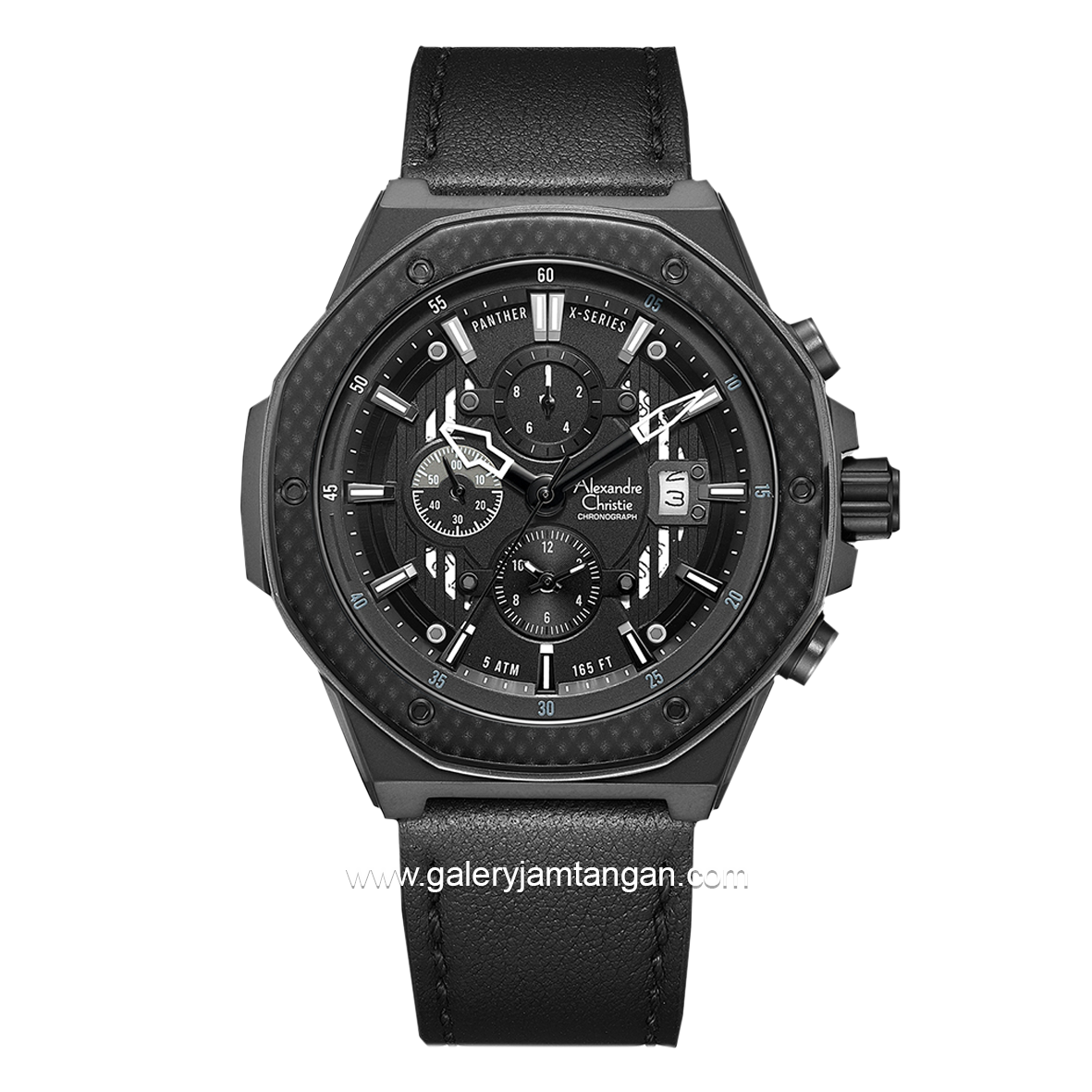 Alexandre Christie AC 6600 MC Full Black Leather Strap