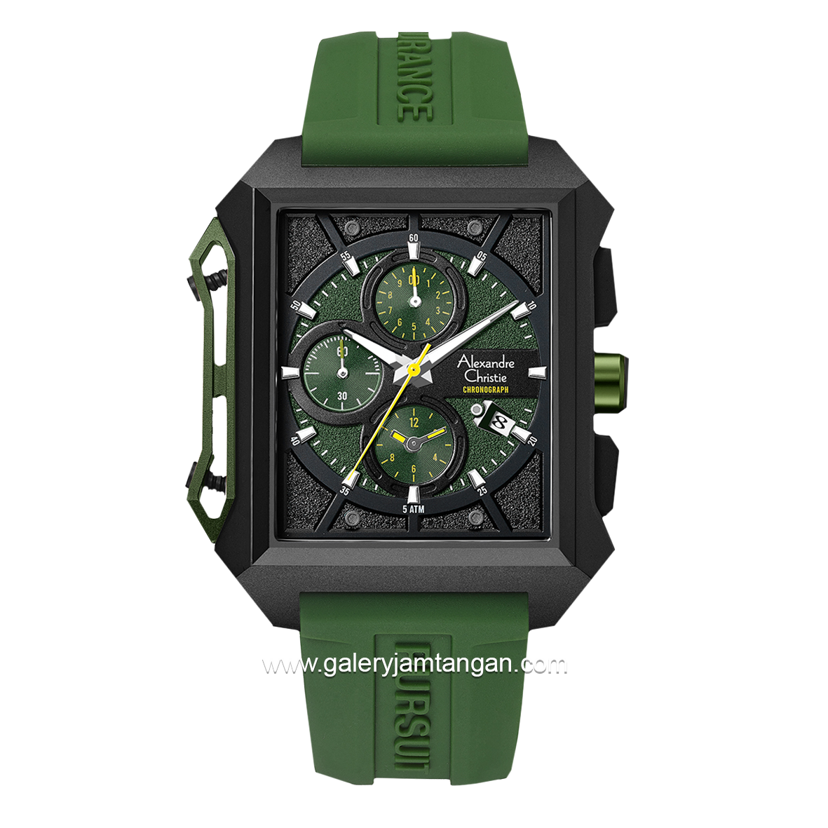 Alexandre Christie AC 6601 MC Army Black Rubber Strap