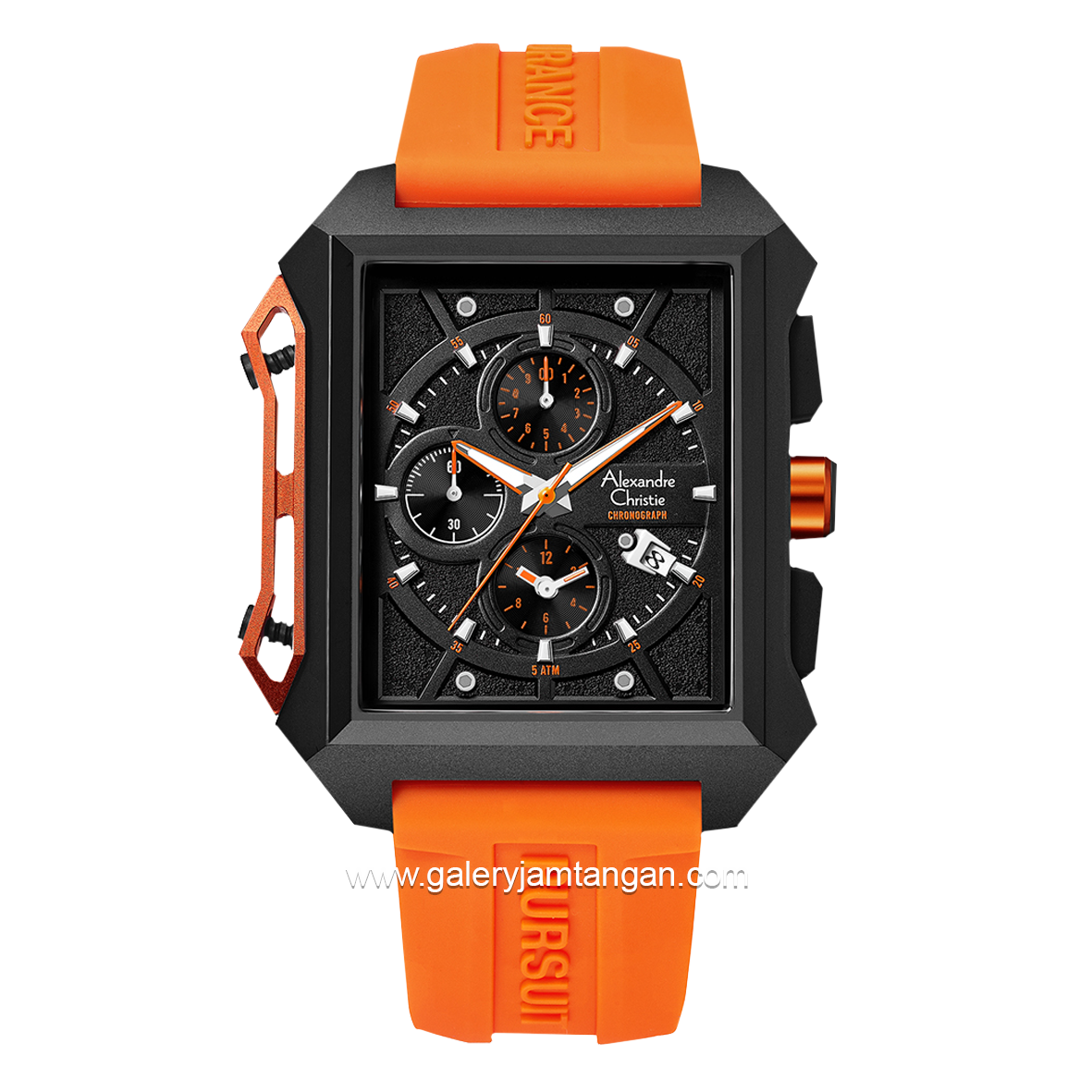 Alexandre Christie AC 6601 MC Orange Black Rubber Strap