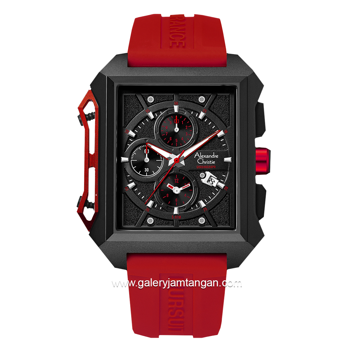 Alexandre Christie AC 6601 MC Red Black Rubber Strap