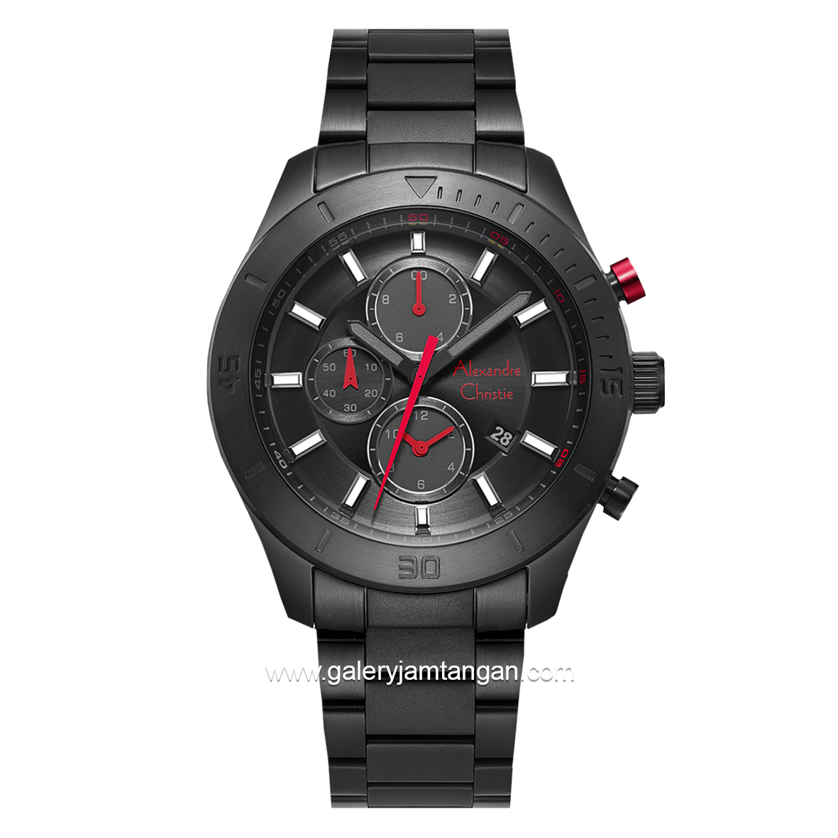 Alexandre Christie AC 6603 MC Black List Red Chronograph Stainless Steel