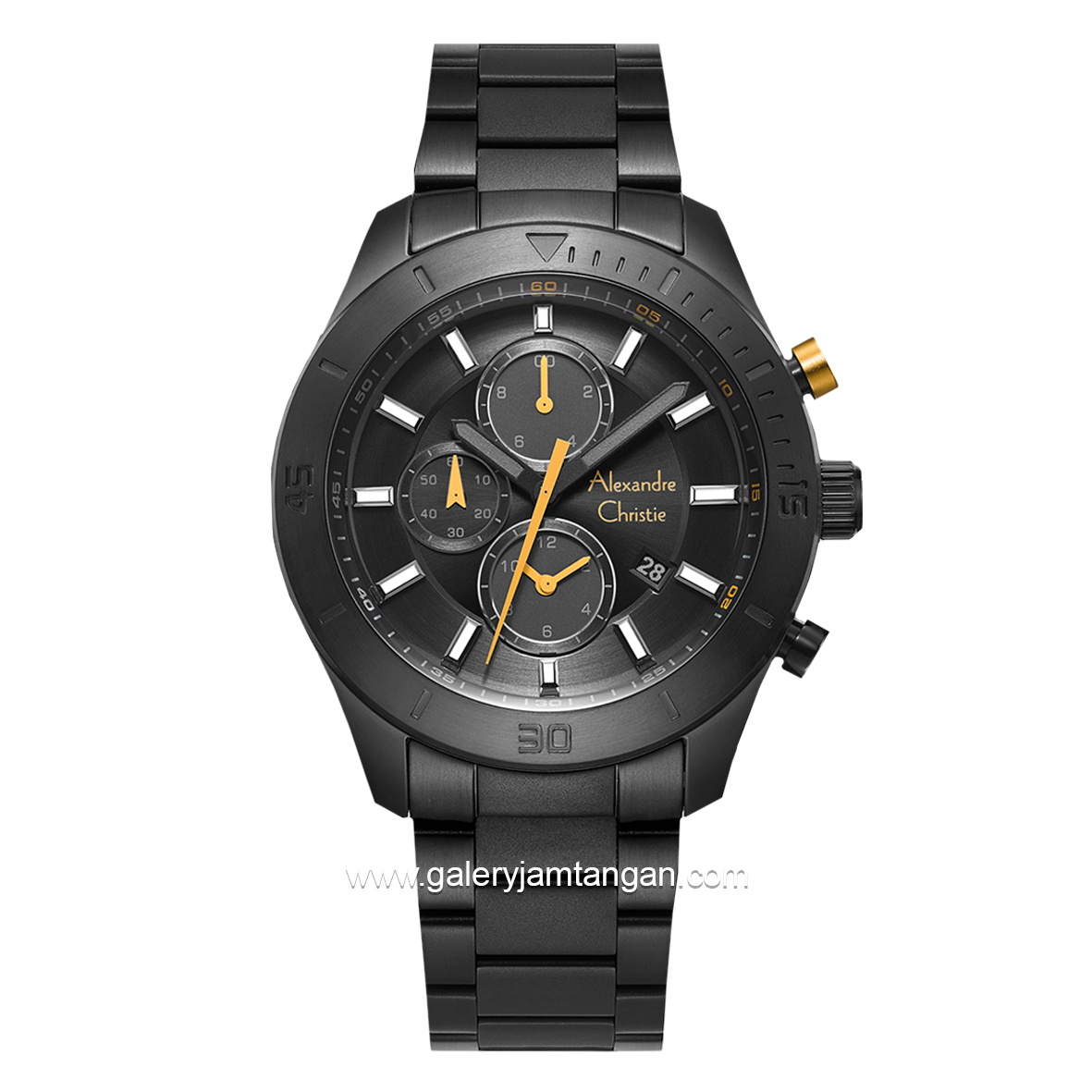 Alexandre Christie AC 6603 MC Black List Yellow Chronograph Stainless Steel