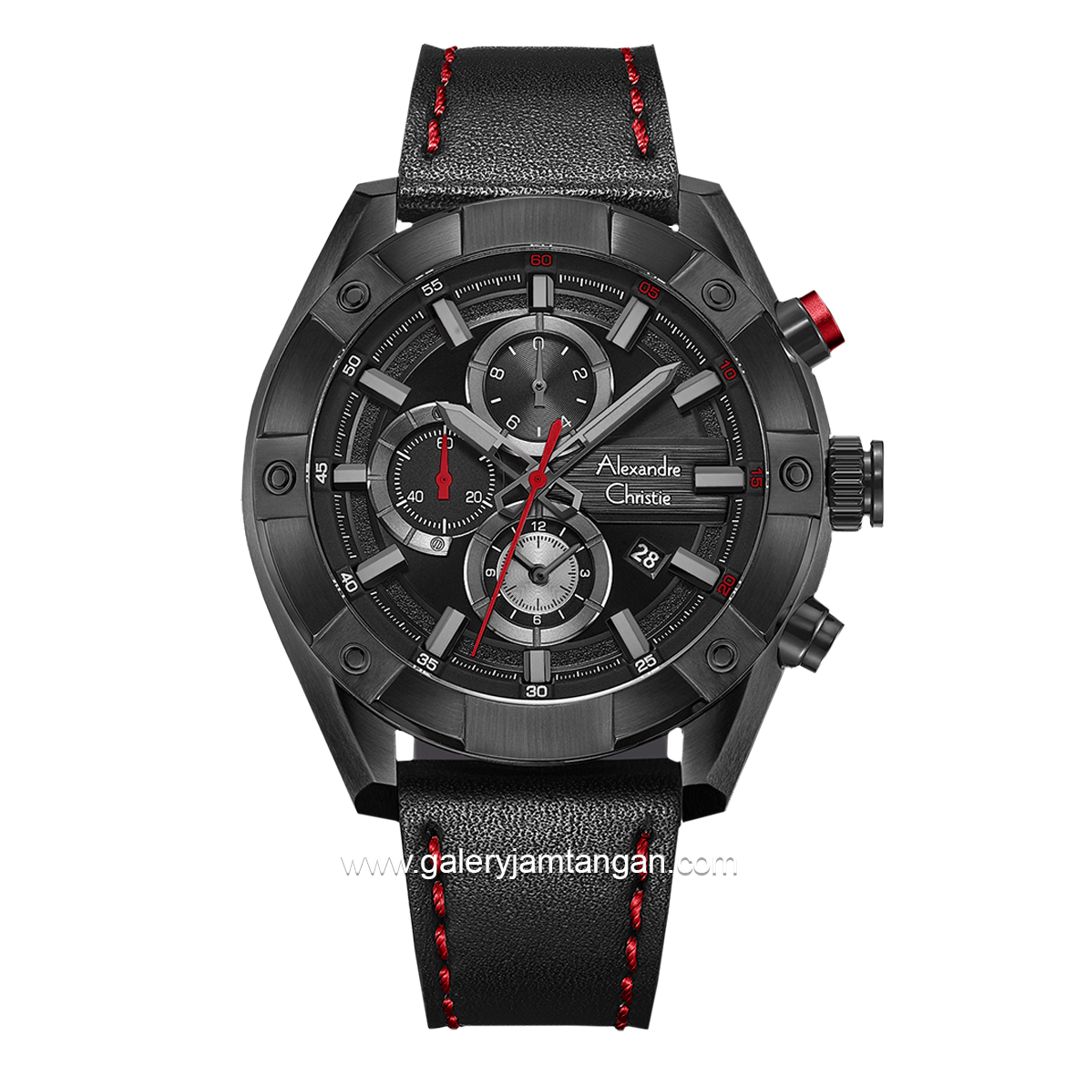 Alexandre Christie AC 6604 MC Black Leather Strap