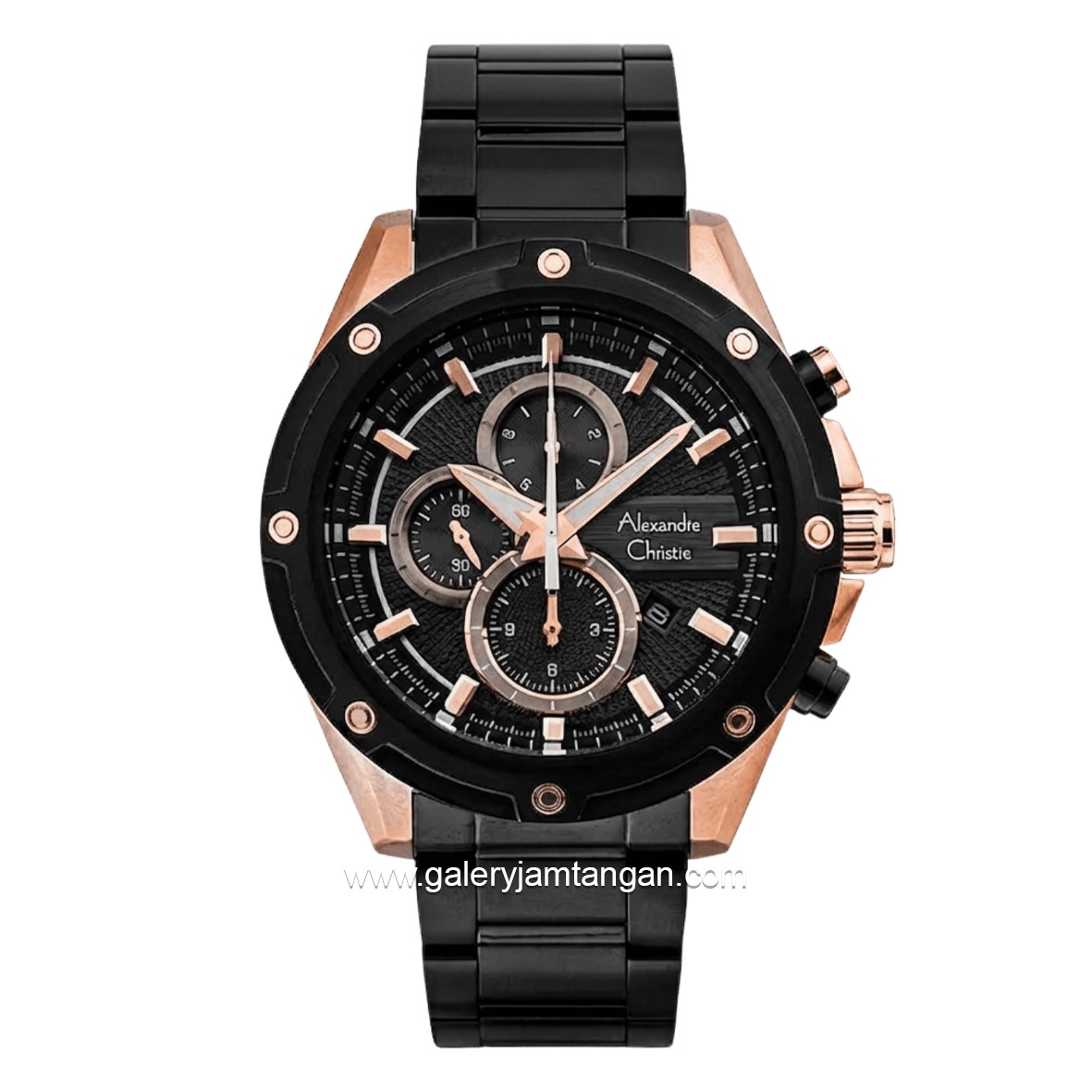 Alexandre Christie AC 6605 MCBBRBA Black Rosegold Chronograph Stainless Steel