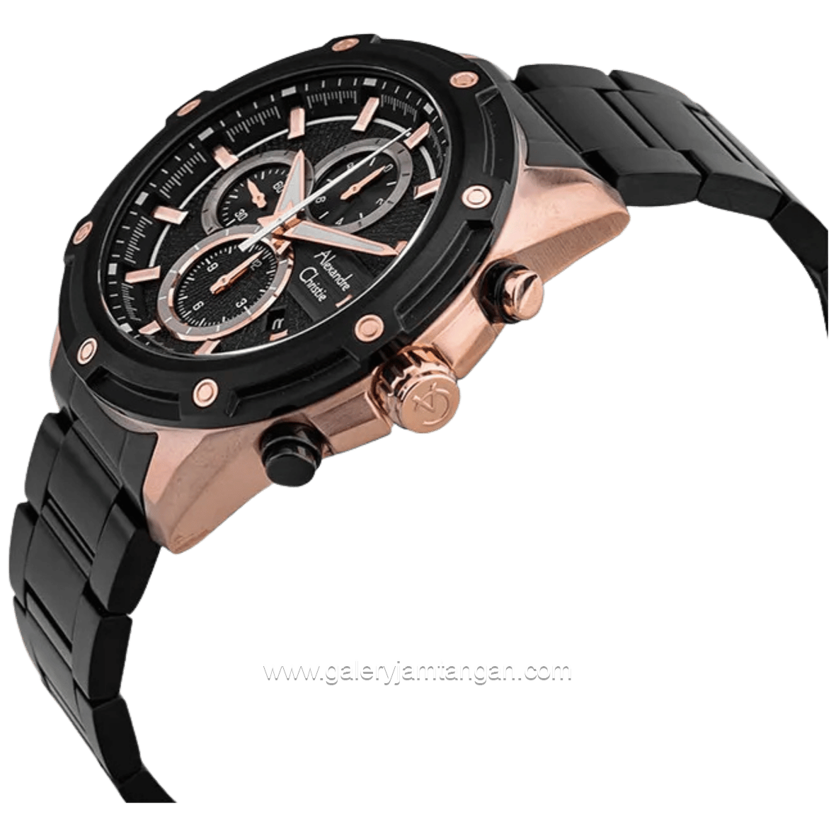 Alexandre Christie AC 6605 MCBBRBA Black Rosegold Chronograph Stainless Steel