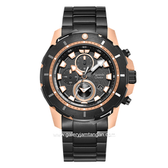 Alexandre Christie AC 6606 MC Black Rosegold Stainless Steel  Strap