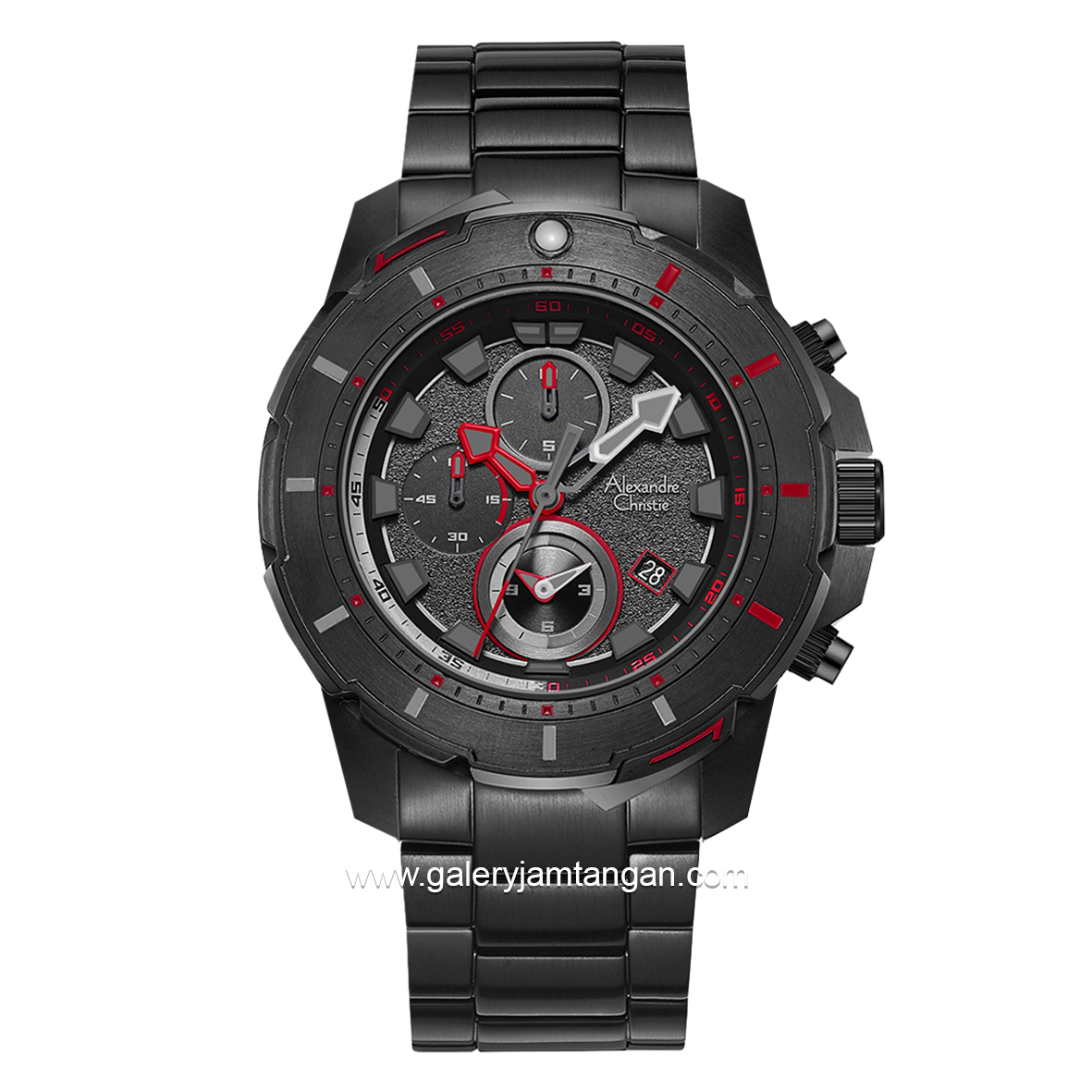 Alexandre Christie AC 6606 MC Black List Red Stainless Steel  Strap