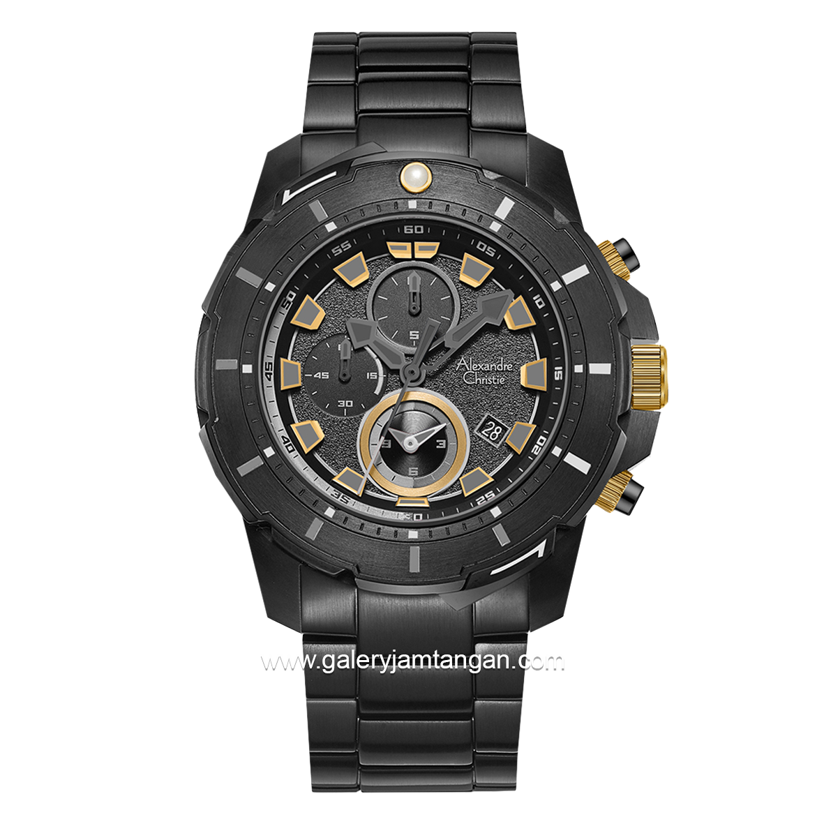 Alexandre Christie AC 6606 MC Black List Gold Stainless Steel  Strap