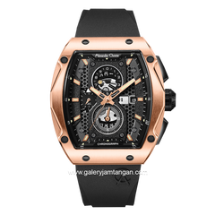 Alexandre Christie AC 6608 MC Black Rosegold Rubber Strap
