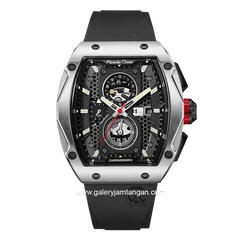 Alexandre Christie AC 6608 MC Black Silver Rubber Strap