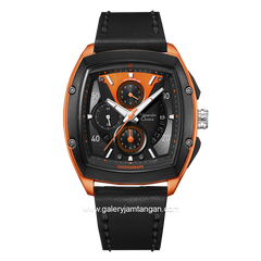 Alexandre Christie AC 6610 MC Black Orange Leather Strap