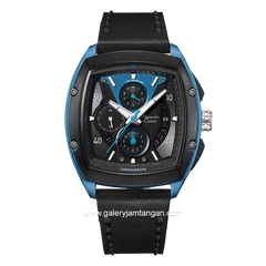 Alexandre Christie AC 6610 MC  Chronograph Black Blue Leather Strap