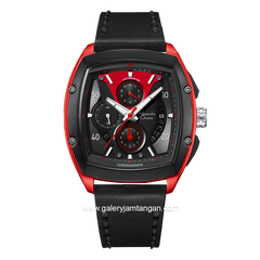 Alexandre Christie AC 6610 MC Black Red Leather Strap