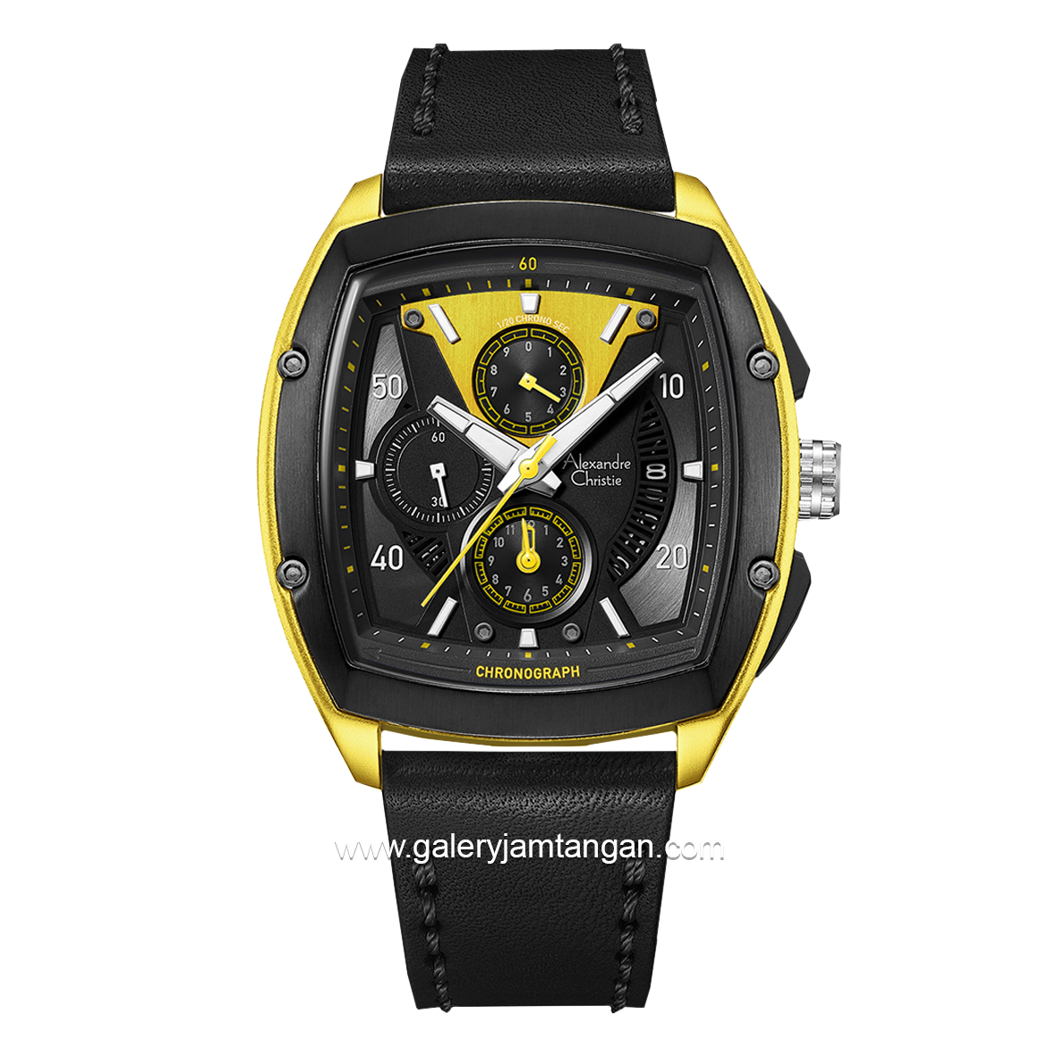 Alexandre Christie AC 6610 MC Black Yellow Leather Strap