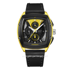 Alexandre Christie AC 6610 MC Black Yellow Leather Strap
