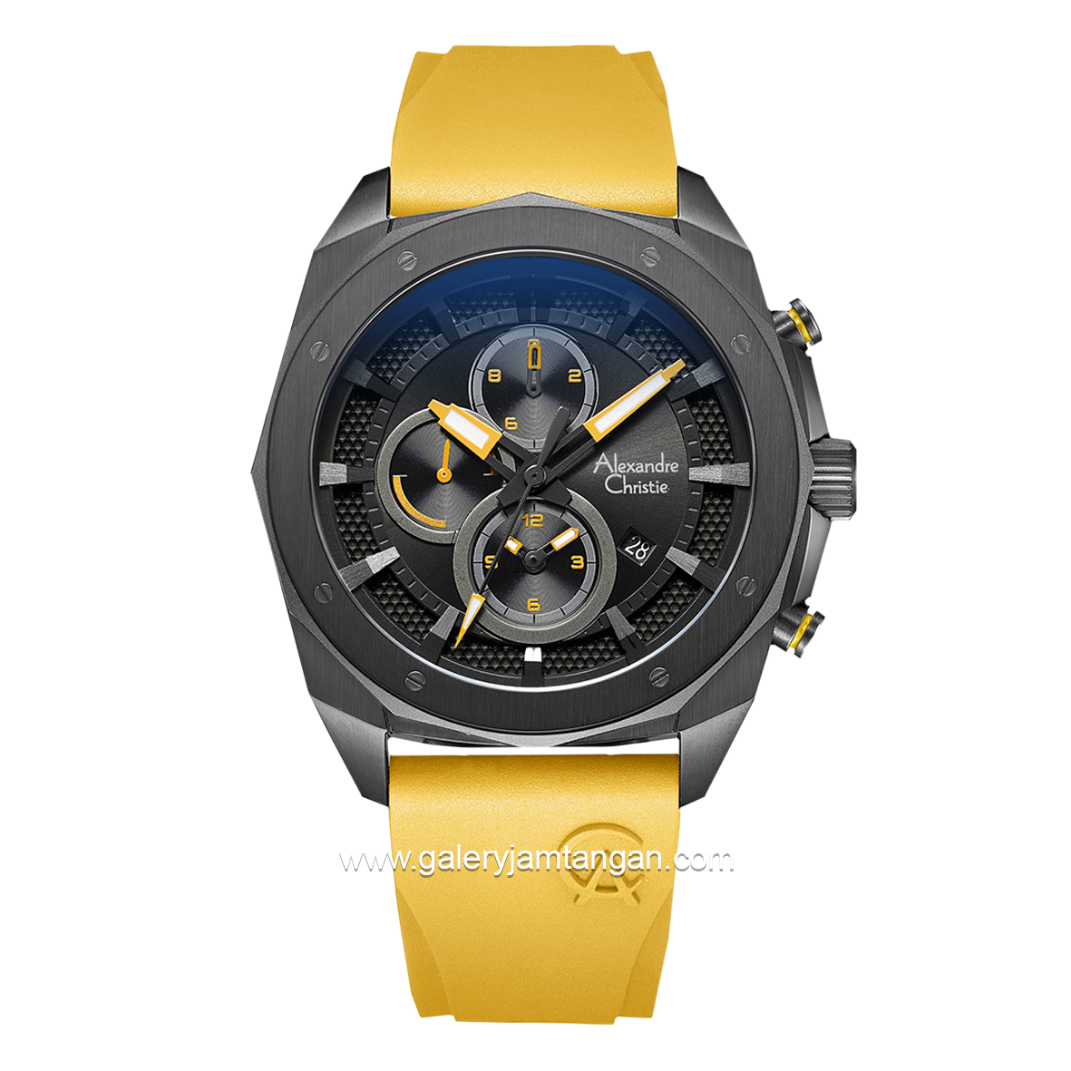 Alexandre Christie AC 6611 MC Yellow Black Rubber Strap