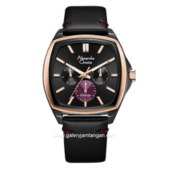 Alexandre Christie AC 6616 BF Black Ring Rosegold Multifunction Leather Strap