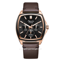 Alexandre Christie AC 6616 BF Black Brown Rosegold Multifunction Leather Strap
