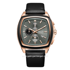 Alexandre Christie AC 6616 MC Black Rosegold Dial Gray Chronograph Leather Strap