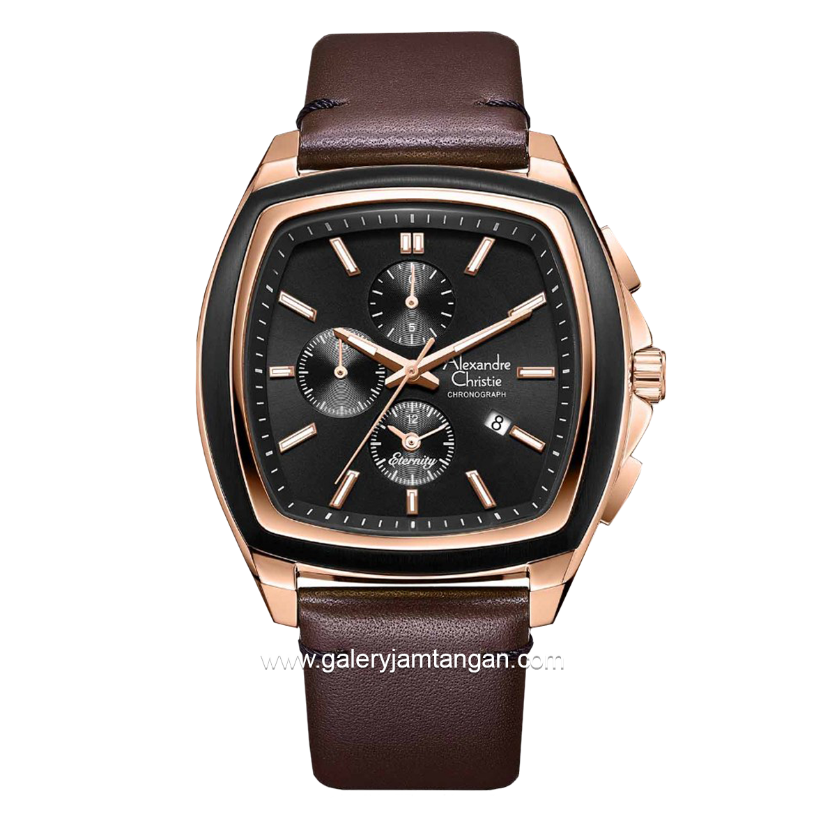 Alexandre Christie AC 6616 MC Brown Rosegold Chronograph Leather Strap