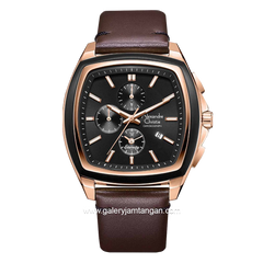 Alexandre Christie AC 6616 MC Brown Rosegold Chronograph Leather Strap