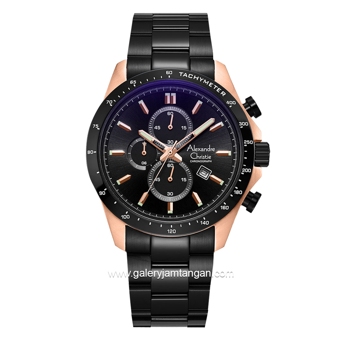 Alexandre Christie AC 6630 MC Black Rosegold Chronograph Stainless Steel