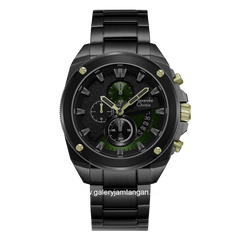 Alexandre Christie AC 6646 MC Black Dial Black List Green Chronograph Stainless Steel Strap