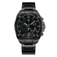 Alexandre Christie AC 6646 MC Black Dial List Green Chronograph Stainless Steel Strap
