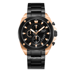 Alexandre Christie AC 6646 MC Black Rosegold Chronograph Stainless Steel Strap