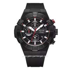 Alexandre Christie AC 6649 MC Black List Red Rubber Strap