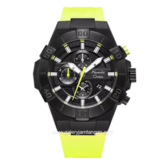 Alexandre Christie AC 6649 MC Yellow Black Rubber Strap