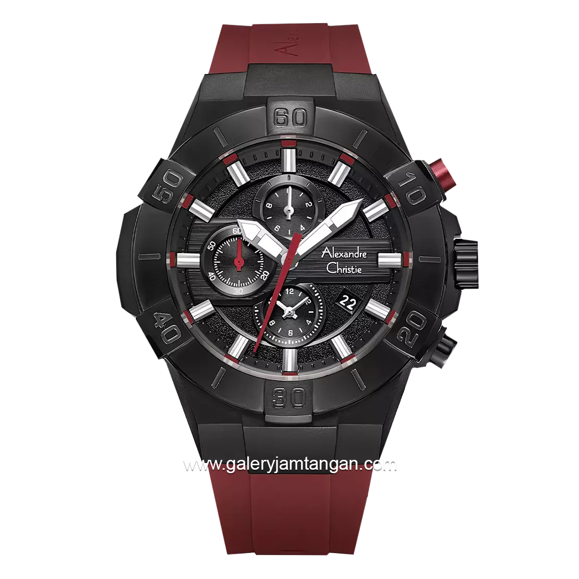 Alexandre Christie AC 6649 MC Red Black Rubber Strap
