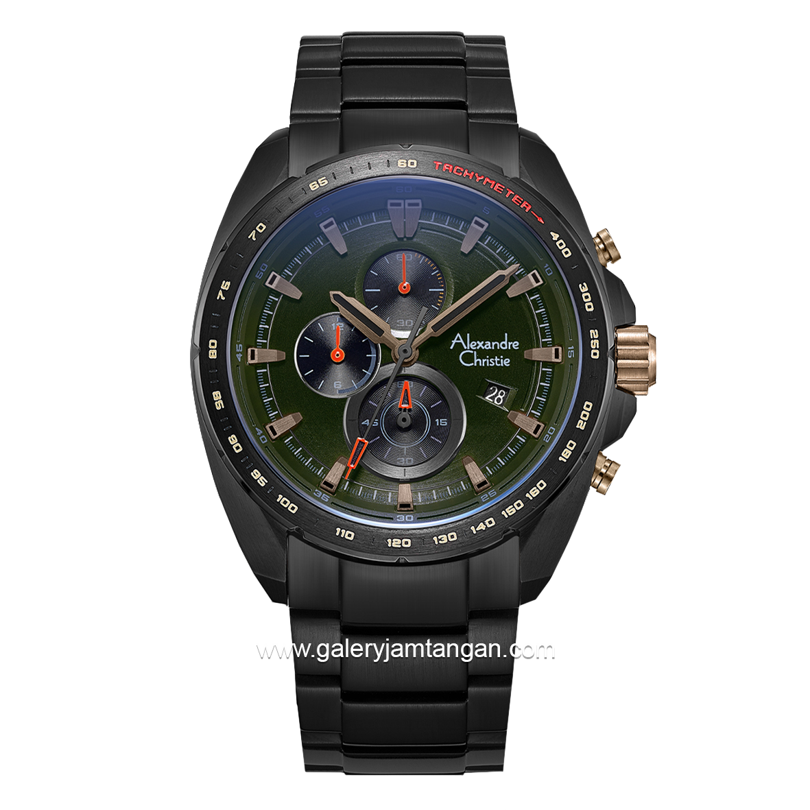 Alexandre Christie AC 6652 MC Black Dial Green Stainless Steel