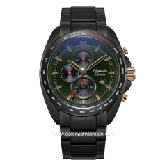 Alexandre Christie AC 6652 MC Black Dial Green Stainless Steel
