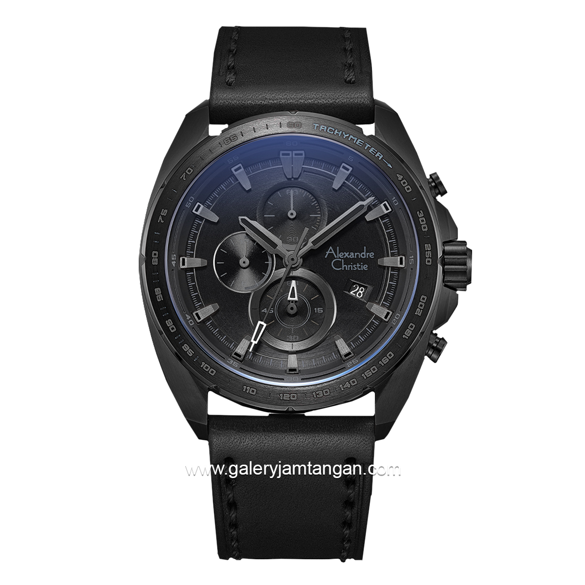 Alexandre Christie AC 6652 MC Full Black Leather Strap