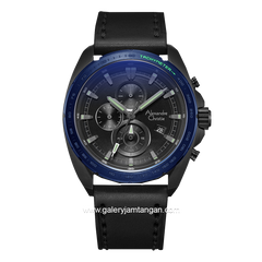 Alexandre Christie AC 6652 MC Black Ring Blue Leather Strap