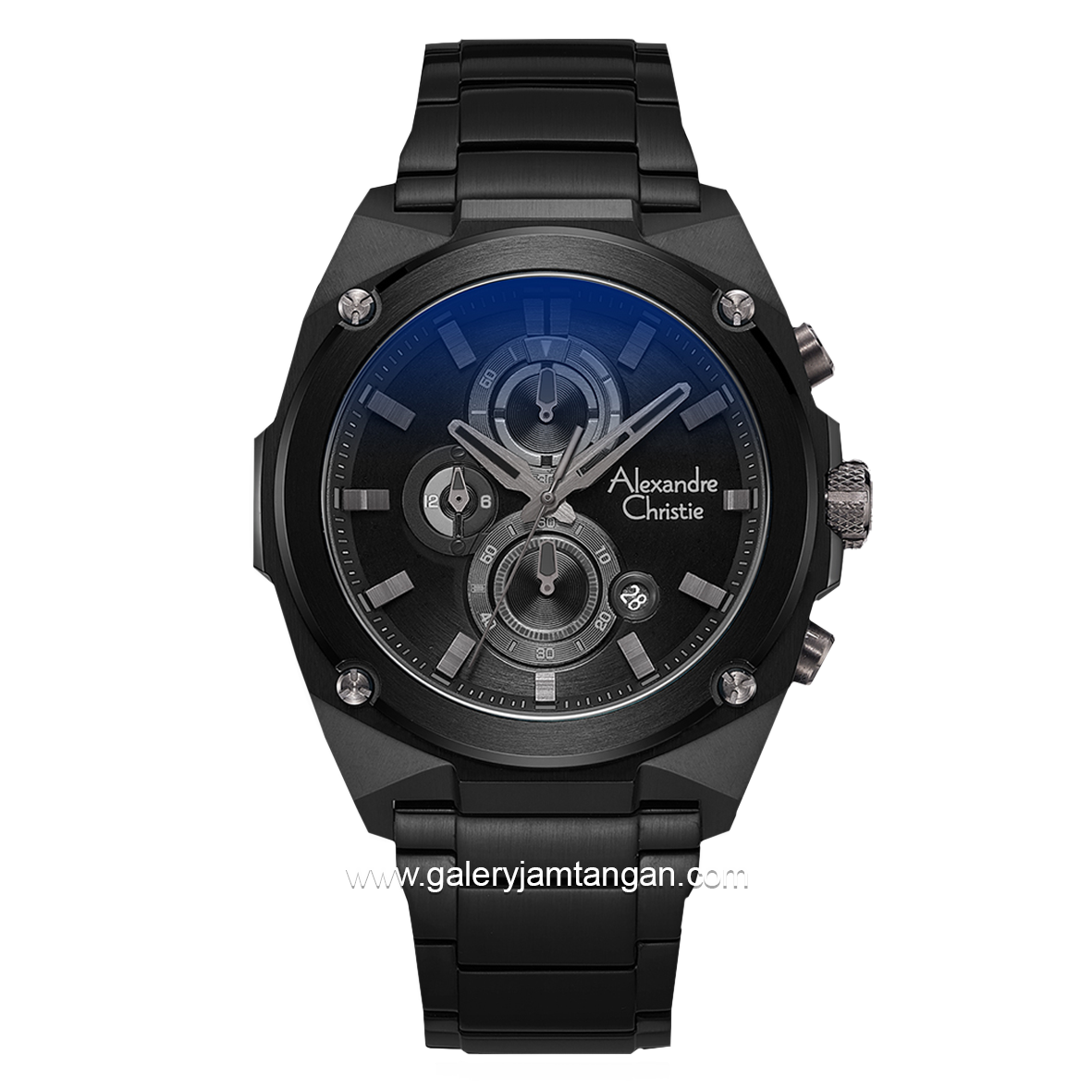 Alexandre Christie AC 6655 MC Black Chronograph Stainless Steel + Free Strap Cadangan
