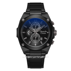 Alexandre Christie AC 6655 MC Black Chronograph Stainless Steel + Free Strap Cadangan