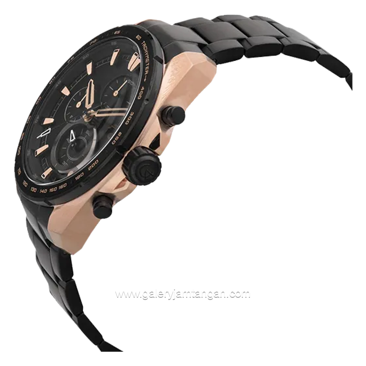 Alexandre Christie AC 6655 MC Black Rosegold Chronograph Stainless Steel + Free Strap Cadangan