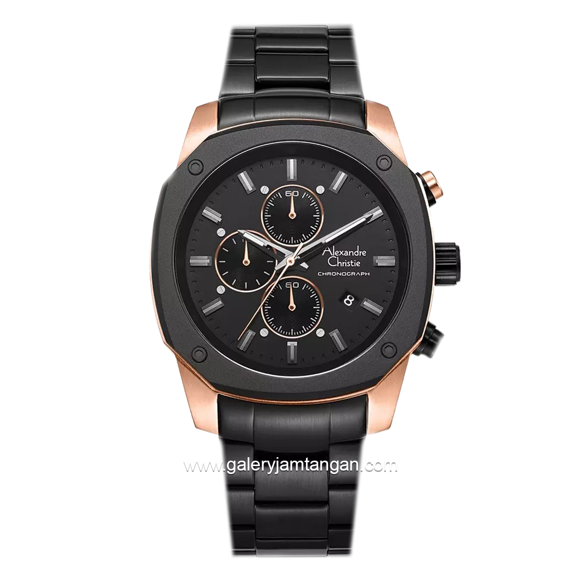 Alexandre Christie AC 6658 MC Black Rosegold Stainless Steel