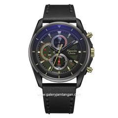 Alexandre Christie AC 6662 MC Black Chronograph Leather Strap
