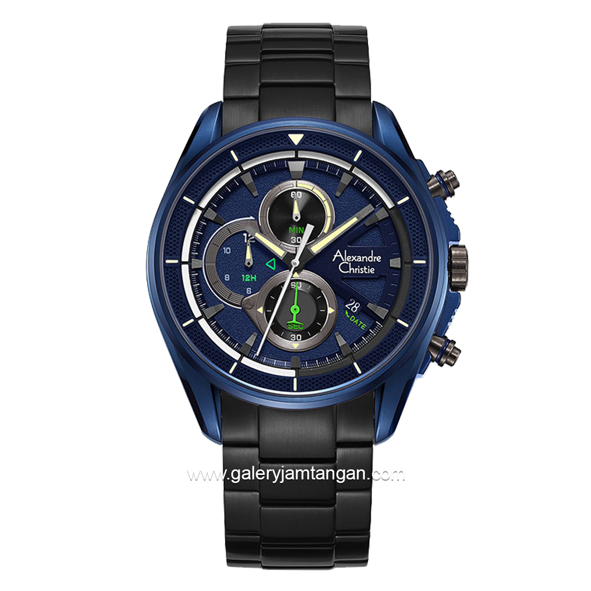 Alexandre Christie AC 6662 MC Men Black Ring Blue Chronograph Stainless Steel Strap