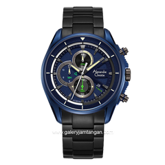 Alexandre Christie AC 6662 MC Men Black Ring Blue Chronograph Stainless Steel Strap