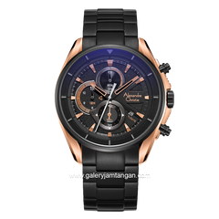 Alexandre Christie AC 6662 MC Men Black Rosegold Chronograph Stainless Steel Strap
